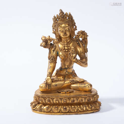 CHINESE GILT BRONZE BUDDHA STATUE