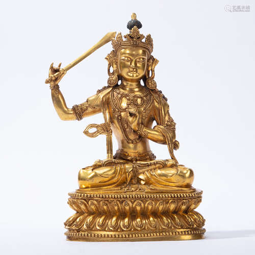 CHINESE GILT BRONZE BUDDHA STATUE