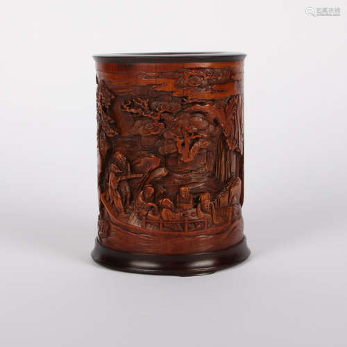 CHINESE  BAMBOO CARVING PEN HOLDER