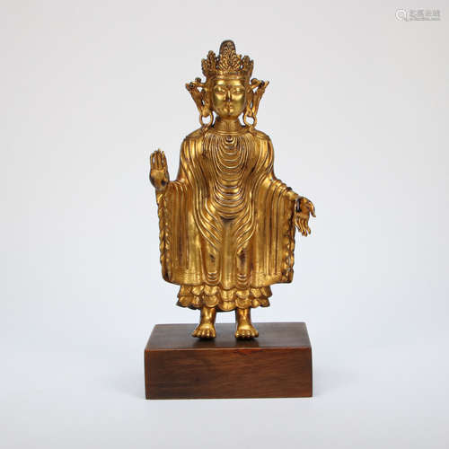 CHINESE GILT BRONZE BUDDHA STATUE