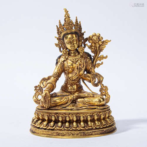 CHINESE GILT BRONZE BUDDHA STATUE