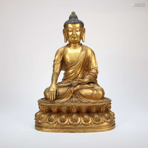 CHINESE GILT BRONZE BUDDHA STATUE