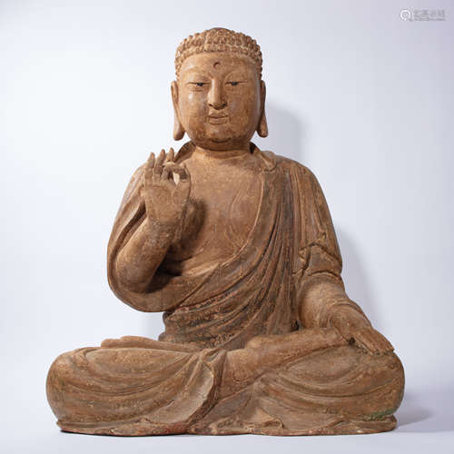 CHINESE  WOOD CARVING BUDDHA STATUE