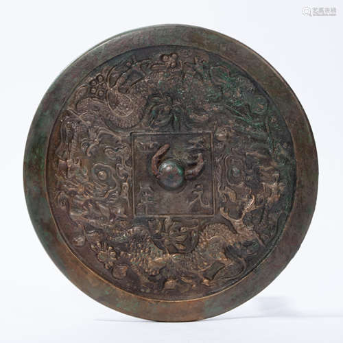 CHINESE BRONZE DRAGON PATTERN MIRROR