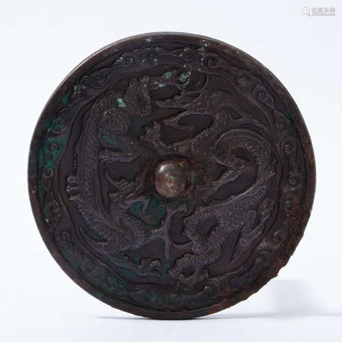 CHINESE BRONZE DRAGON PATTERN MIRROR