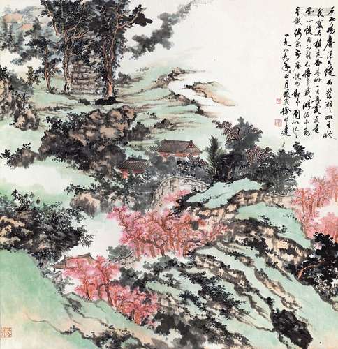 徐邦达（1911～2012） 1989年 山间幽居 立轴 设色纸本