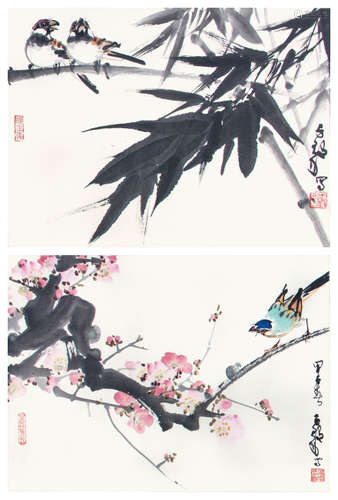 陳子毅  花鳥  兩幀