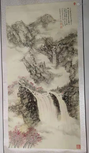 Chinese stone tree peach blossom illustration