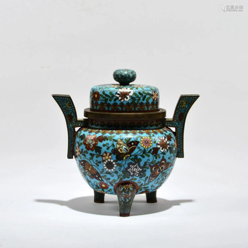 an enamel bronze censer