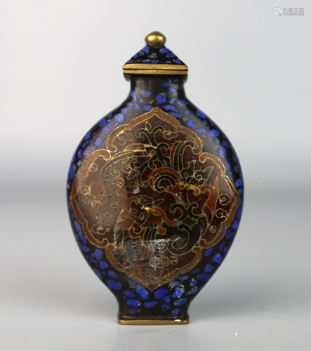 a chinese enamel bronze snuff bottle