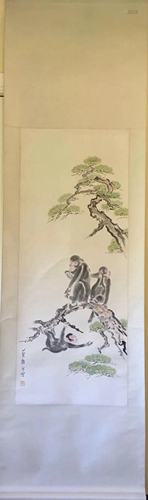 a chinese painting on paper scroll Chi He Ding