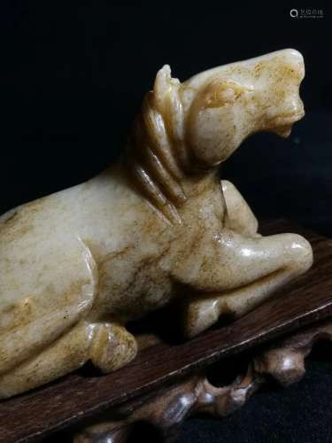 Old collection of old Hetian jade horses, complete