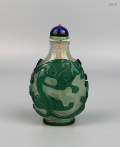 a chinese green glass snuff bottle