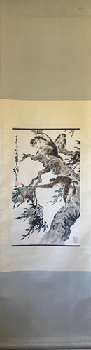 a chinese painting on paper scroll Liu Ji You