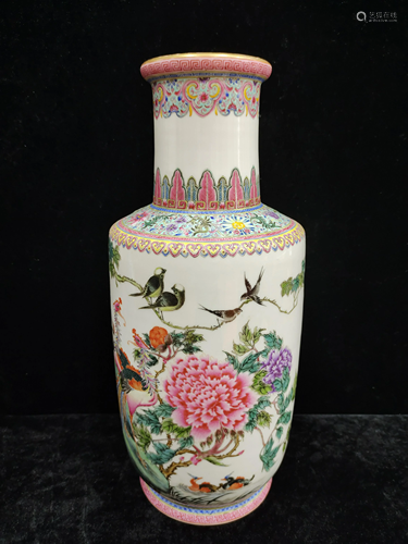 A chinese famille rose vase QIAN LONG MARK