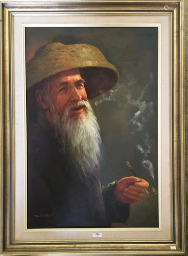 an oil painting framed signature in english