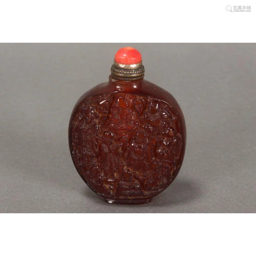 a chinese 18 buddhas snuff bottle