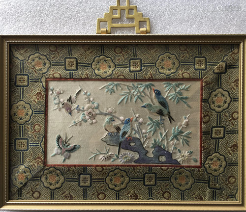 a chinese painting framed on silk no signature