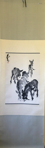 a chinese painting on paper scroll Huang Zhou