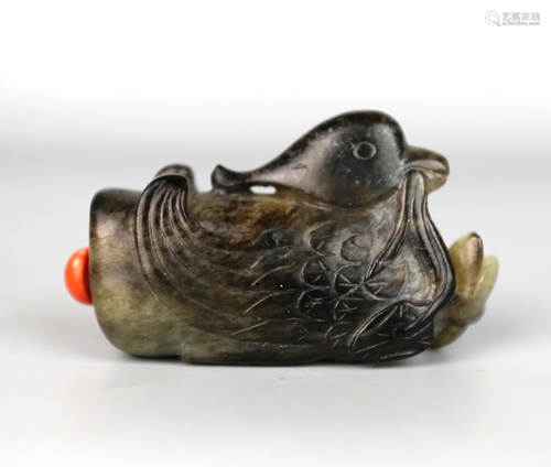 a chinese black jade snuff bottle