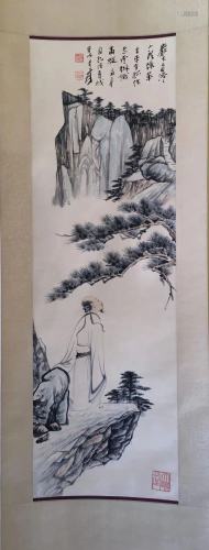 a chinese painting on paper scroll Zhang Da Qian