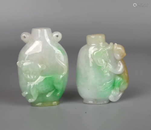 a pair of chiense jadite snuff bottles