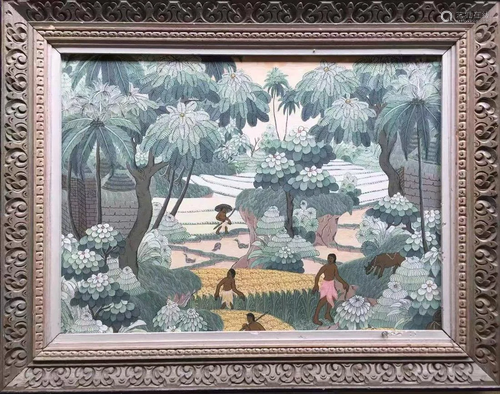 a chinese painting framed on paper no signature