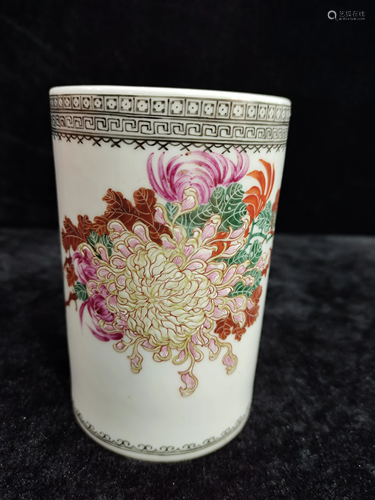 A chinese famille rose brush pot wang bu style and mark