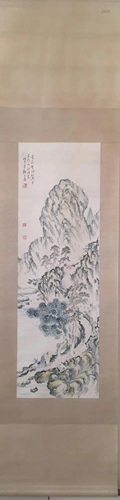 a chinese painting on paper scroll