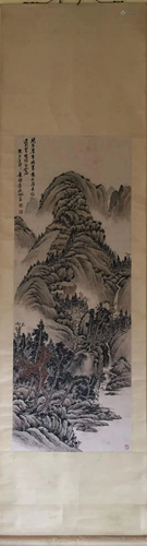 a chinese painting on paper scroll Wu Zheng