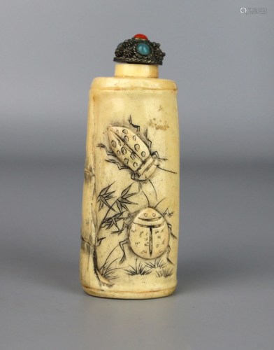 a chinese bone snuff bottle