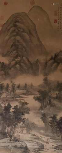 a chinese painting on silk scroll Wang Hui