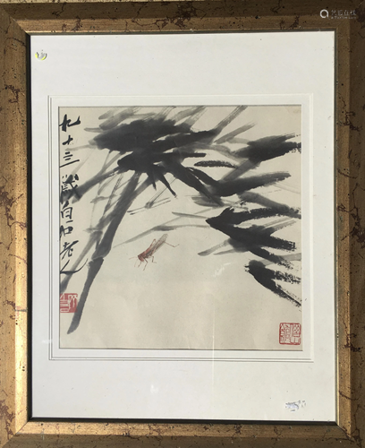 a chinese painting framed on paper Qi Bai Shi