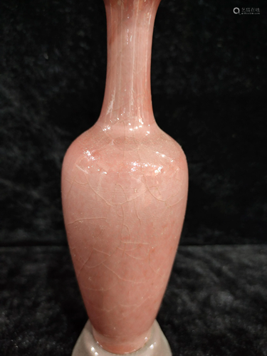 A chinese peach red vase with base