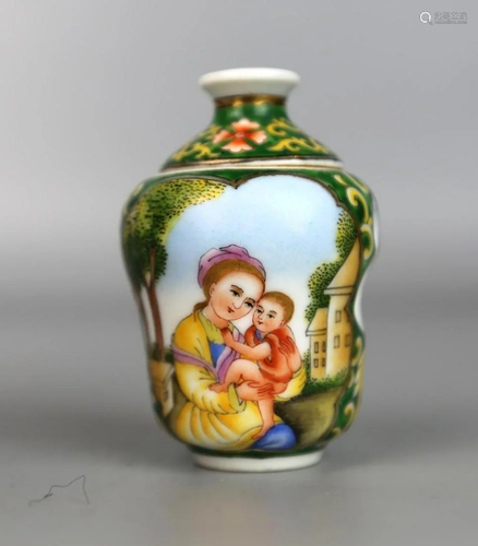 a chiense enamel porcelain revolving snuff bottle