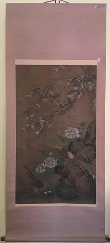 a chinese painting on Silk Scroll Lu Ji