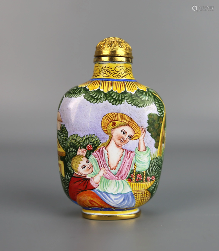 a chinese enamel bronze snuff bottle