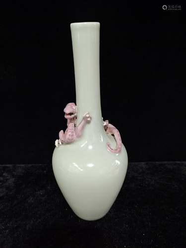 a chinese celadon ground purple dragon vase