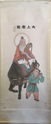 a chinese painting on paper scroll during Later Qing