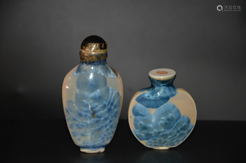 a pair of chrysanthemum pattern snuff bottles