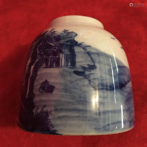 a chinese blue and white water pot