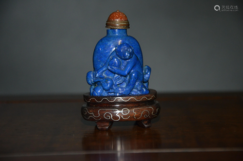 lapis lazuli snuff bottle with base