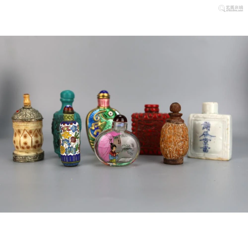 seven chinese snuff bottles