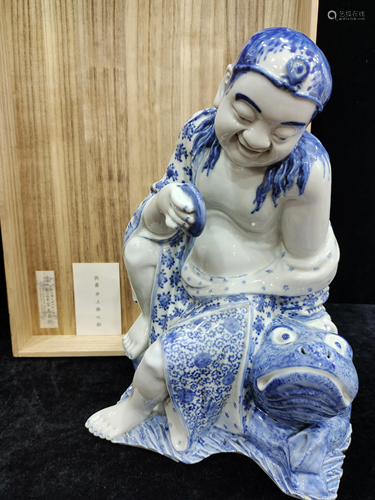 A chinese blue&white figure by WeiHongTai