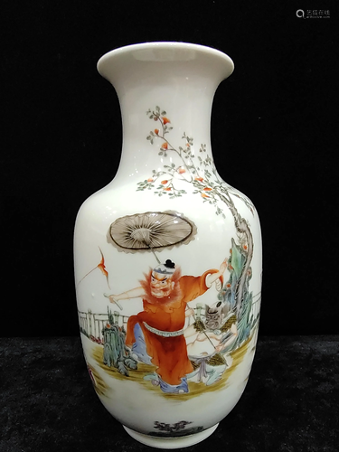 A chinese famille rose figure vase QIAN LONG MARK