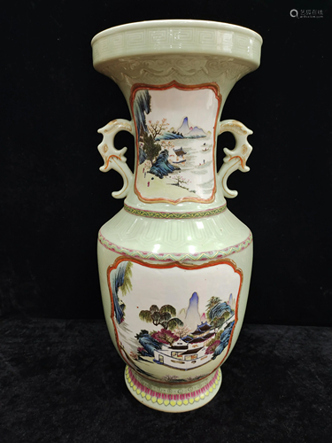 A chinese famille rose porcelain vase QIAN LONG MARK