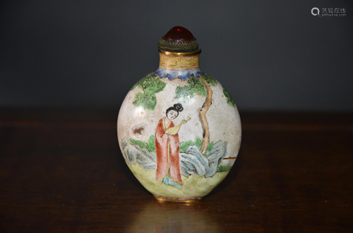 bronze painted enamel colour snuff bottle