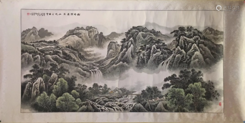 a chinese painting framed on paper Jian Zheng Gang