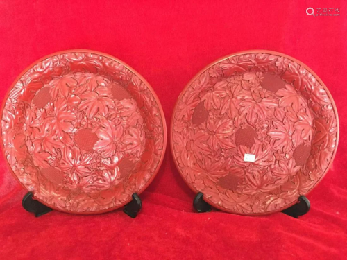 a pair of chinese Lacquer dishes