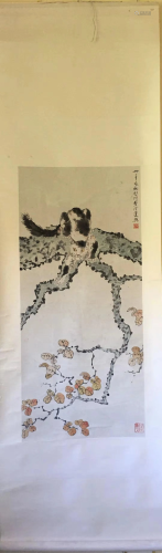 a chinese painting on paper scroll Xu Bai Hong